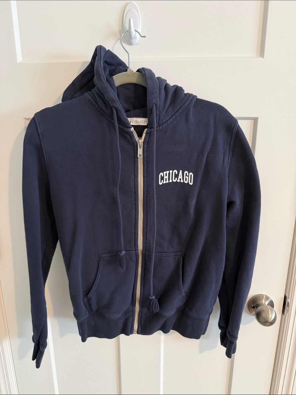 John Galt Brandy Melville Chicago Navy Zip-Up Hoodie Jacket - one size.